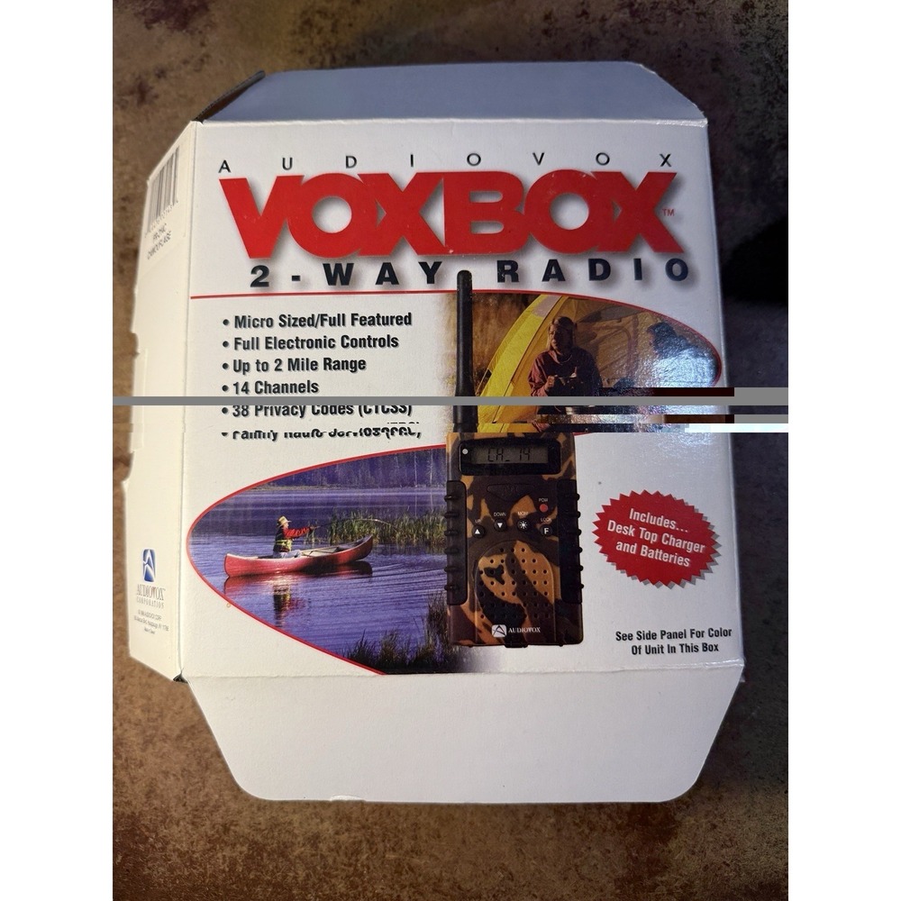 Audiovox Voxbox 2Way Radio NIB 14 Channel LED Display 2 mile Range + Two Devices